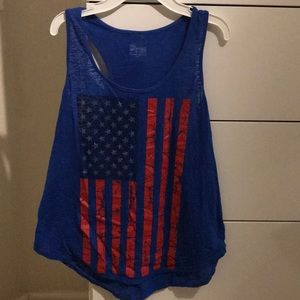 Blue sheer American flag tank top.